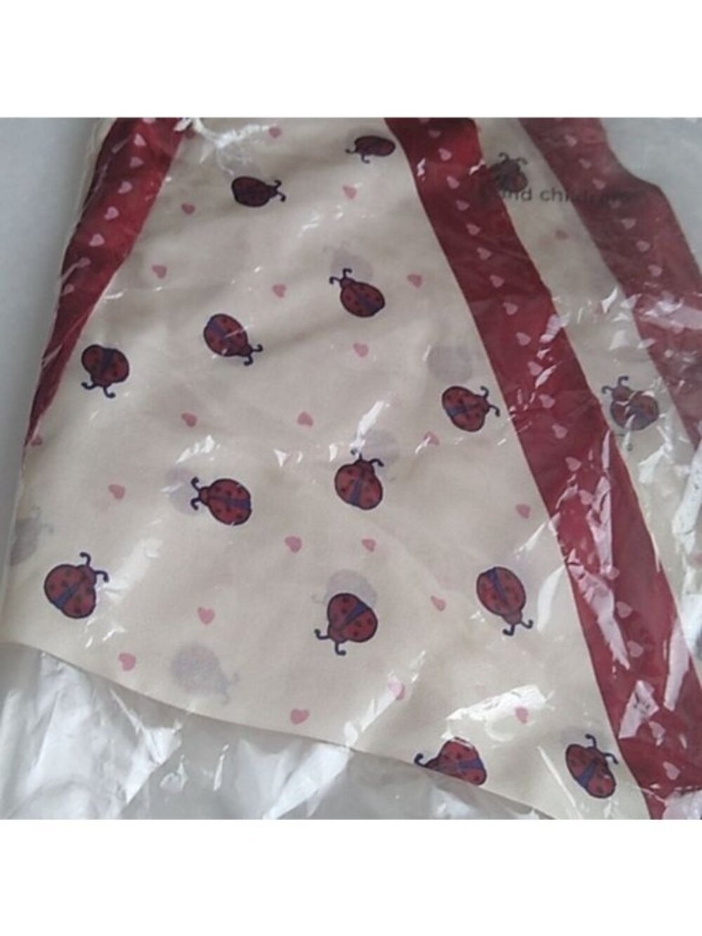 Coach 662 Ladybug Print Silk Diamond Scarf, Chalk/Red - Picture 3 of 5